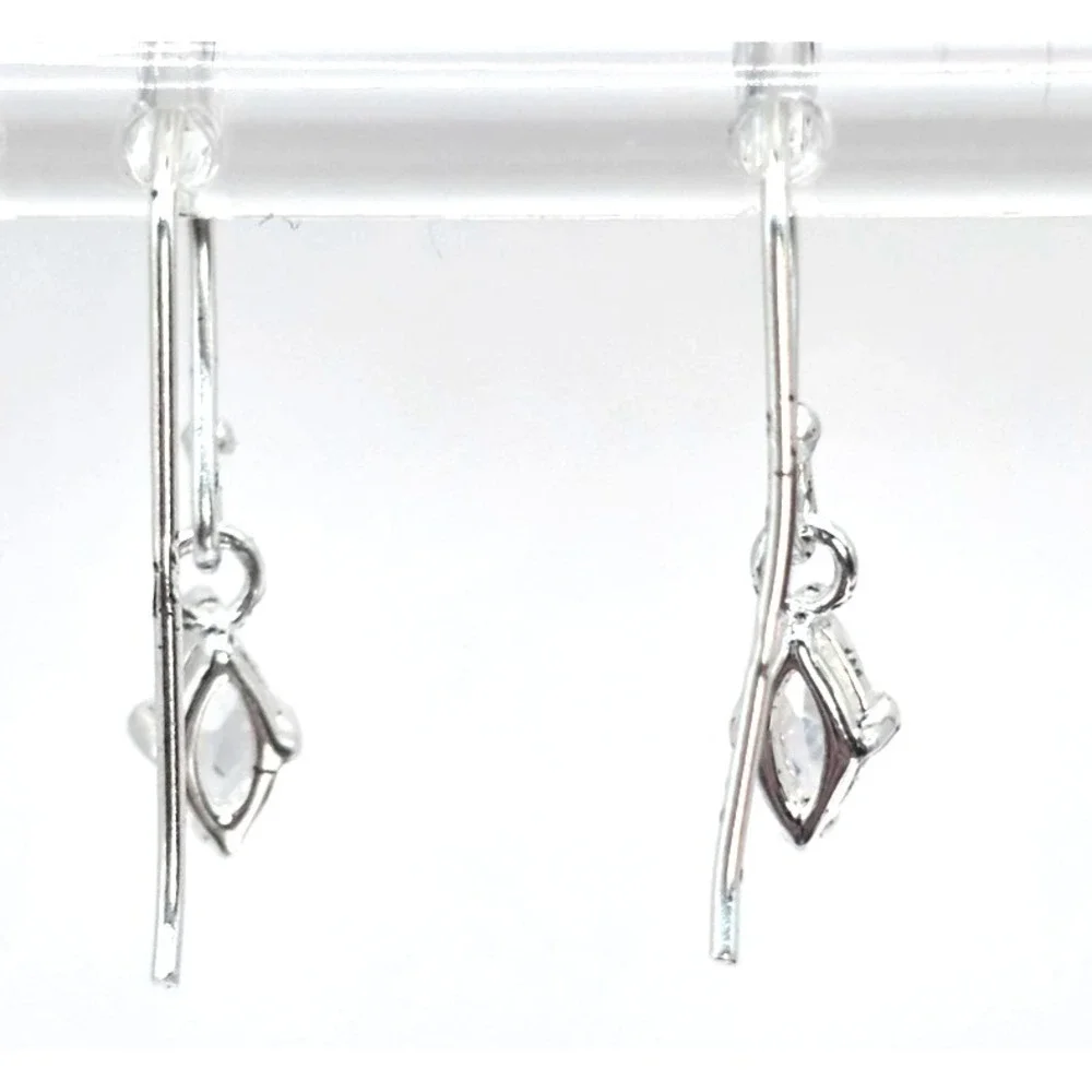 Moissanite Dangle Earrings Sterling Silver Hooks Diamond Shape Dainty 6.2 mm NEW